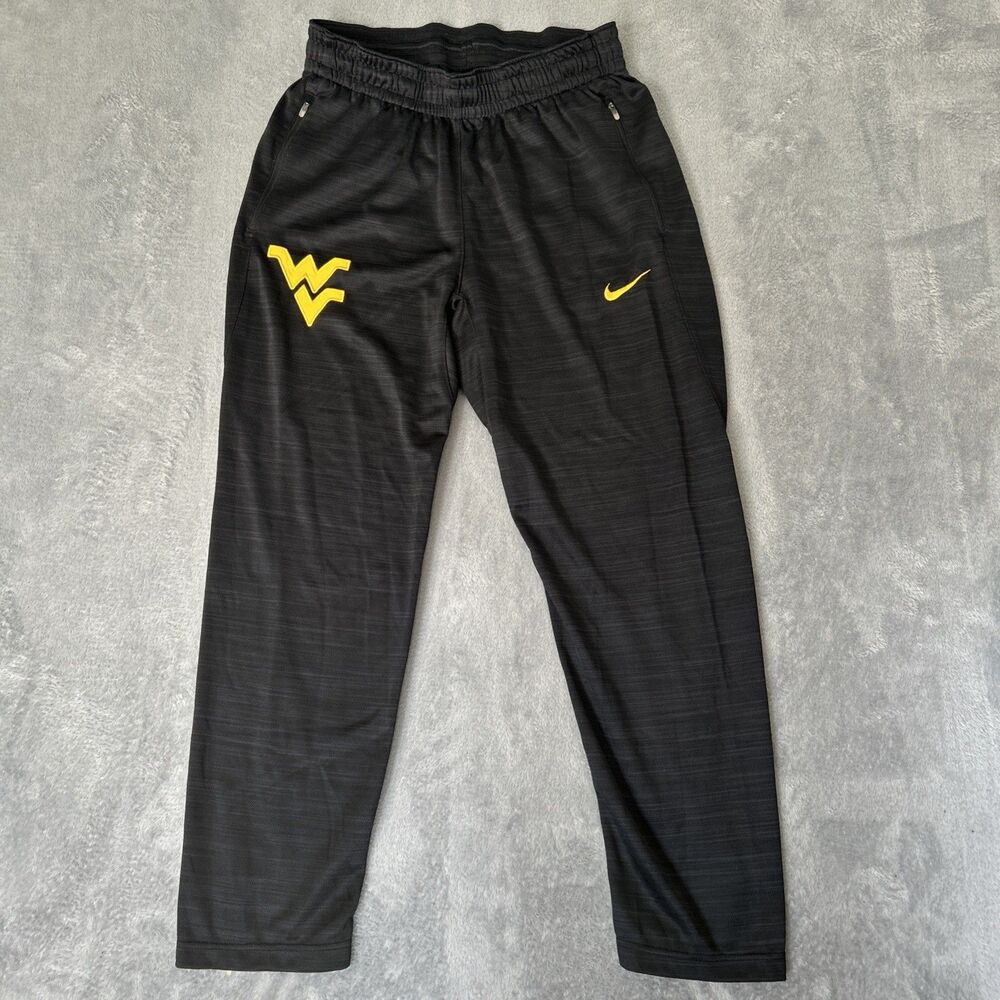 Nike WVU West Virginia Jogger Pants Mens Large Black Dri-Fit Athletic Bottoms